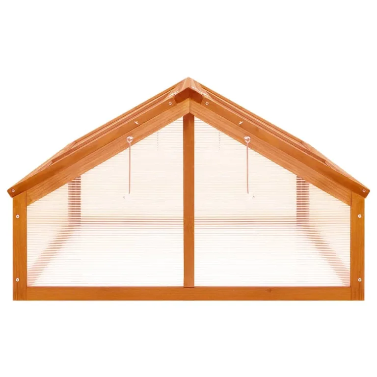 Gewächshaus Braun aus massivem Tannenholz 114x80x50 cm mit Klappdeckel für Garten, Terrasse und Balkon, Frühbeet für Gemüse, Kräuter und Blumen mit Frostschutz und Belüftung – Bild 3