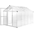 Gewächshaus Aluminium 302x190x195 cm mit UV-beständigen Polycarbonat-Platten, 11,19 m³ Volumen, robuste Konstruktion, Dachfenster mit Schiebefunktion, ideal für Gemüse - Thumbnail 1