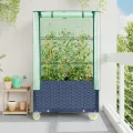 Tomatenhaus mit Reißverschluss und Rollen, Frühbeet mit wasserfester Abdeckung, Hochbeet mit Gewächshausaufsatz und Rädern für Pflanzen, Gemüse und Kräuter - Thumbnail 3