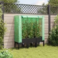 Tomatenhaus mit Belüftung und Frühbeet für Garten und Balkon als Hochbeet mit Gewächshaus-Aufsatz in Rattan-Optik - Thumbnail 3