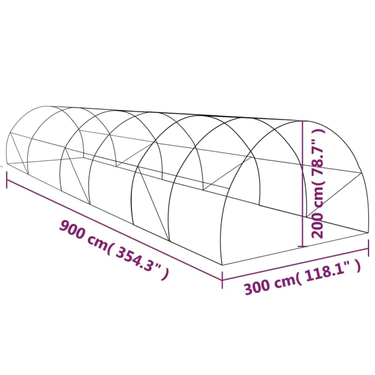 Gewächshaus 27m² mit 140g/m² PE-Netzgewebe, verzinktem Stahlrahmen, 900x300x200 cm, 12 Fenster, 1 Tür, für Pflanzenhaus, Gemüseanbau, Tomatenhaus, Frühbeet, Balkon, Garten, Outdoor – Bild 9