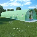 Gewächshaus 27m² mit 140g/m² PE-Netzgewebe, verzinktem Stahlrahmen, 900x300x200 cm, 12 Fenster, 1 Tür, für Pflanzenhaus, Gemüseanbau, Tomatenhaus, Frühbeet, Balkon, Garten, Outdoor - Thumbnail 10