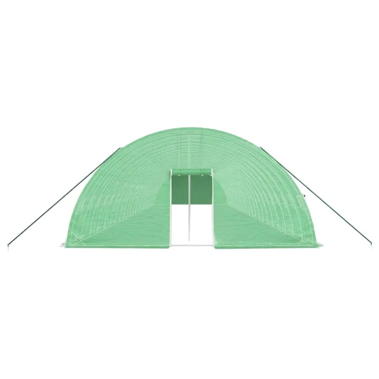 Gewächshaus mit Stahlrahmen und PE-Abdeckung Grün 24x6x2,85 m 144 m², mit Fenstern, Belüftung und Reißverschluss für Gemüseanbau, Tomatenhaus, Pflanzenhaus, Frostschutz und Outdoor Garten – Bild 3