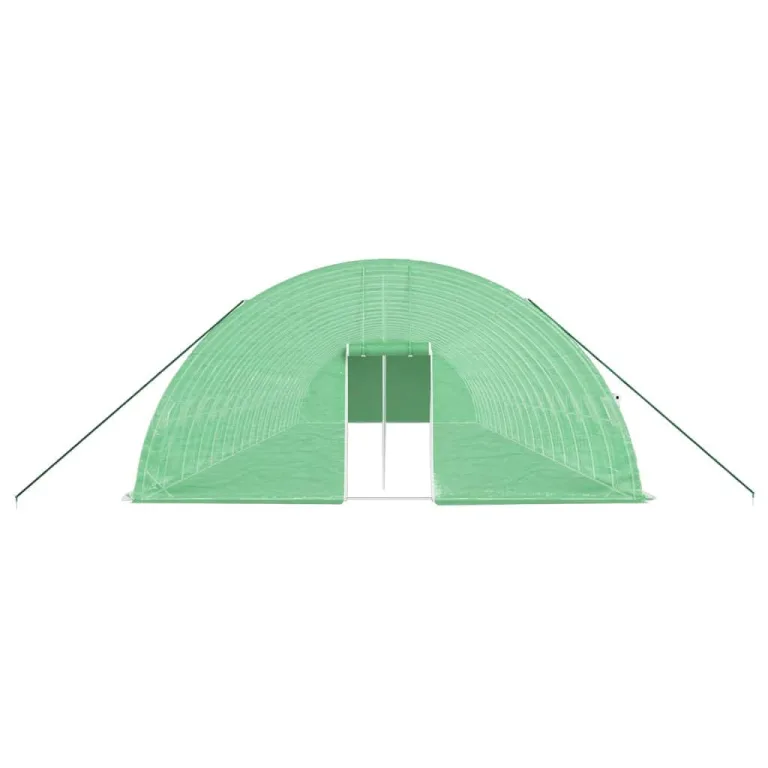 Gewächshaus mit Stahlrahmen Grün 108 m² 18x6x2,85 m, PE-Folie UV-beständig, mit aufrollbaren Fenstern und Tür, wetterfestes Pflanzenhaus für Gemüseanbau, Tomatenhaus, Frühbeet, Balkon – Bild 3