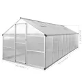 Gewächshaus Aluminium 481x250x195 cm, 12 m² Pflanzenhaus mit Polycarbonat-Platten, UV-beständig, Belüftung Fenster, wetterfest für Gemüseanbau, Tomatenhaus, Frühbeet, Outdoor Garten - Thumbnail 9