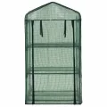 3-stufiges Mini-Gewächshaus 69 x 49 x 125 cm mit pulverbeschichtetem Stahlrahmen, reißfeste Polyethylenfolie, DREI Regale, Rolltür mit Reißverschluss für Garten, Balkon, Terrasse - Thumbnail 3