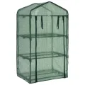 3-stufiges Mini-Gewächshaus 69 x 49 x 125 cm mit pulverbeschichtetem Stahlrahmen, reißfeste Polyethylenfolie, DREI Regale, Rolltür mit Reißverschluss für Garten, Balkon, Terrasse - Thumbnail 9