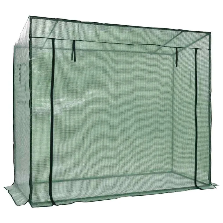 Begehbares Gewächshaus aus pulverbeschichtetem Stahl 200 x 80 x 173 cm mit reißfester Folienabdeckung, Rolltür, Fenster, Belüftung für Gemüseanbau, Tomatenhaus, Frühbeet, Balkon, Garten – Bild 2