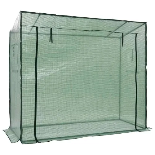 Begehbares Gewächshaus aus pulverbeschichtetem Stahl 200 x 80 x 173 cm mit reißfester Folienabdeckung, Rolltür, Fenster, Belüftung für Gemüseanbau, Tomatenhaus, Frühbeet, Balkon, Garten – Bild 9