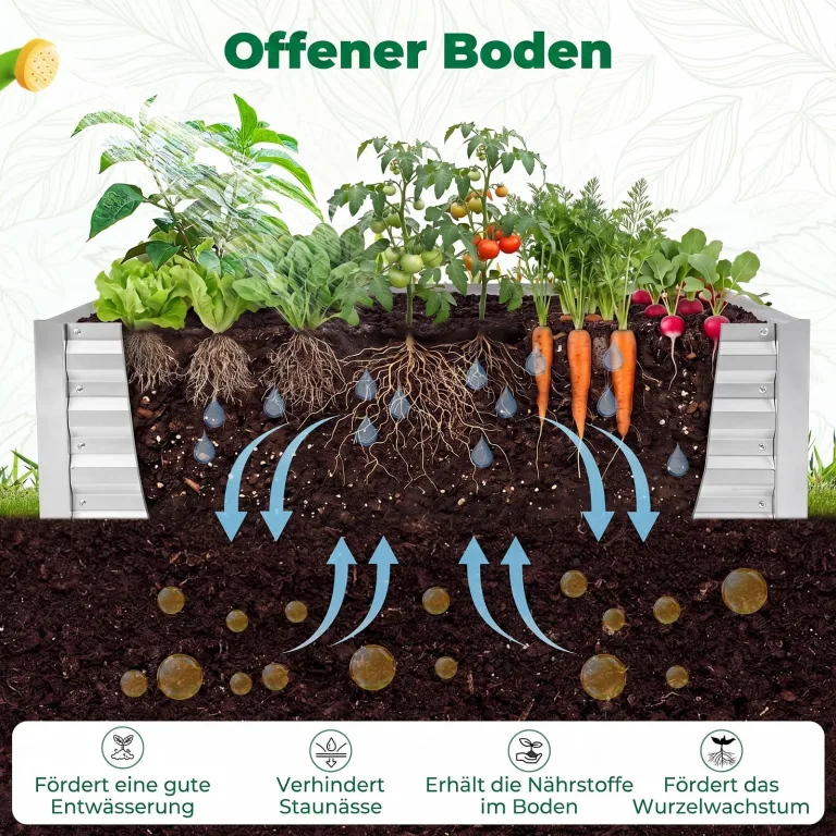 COSTWAY 3 in 1 Gewächshaus mit Hochbeet, Metall Pflanzkasten, PVC-Folie, Blumenbeet mit Zwei Fenstern, Rechteckiges Frühbeet für Blumen, Kräuter im Garten, Terrasse und Balkon (127 x 97 x 93 cm) – Bild 4