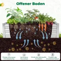 COSTWAY 3 in 1 Gewächshaus mit Hochbeet, Metall Pflanzkasten, PVC-Folie, Blumenbeet mit Zwei Fenstern, Rechteckiges Frühbeet für Blumen, Kräuter im Garten, Terrasse und Balkon (127 x 97 x 93 cm) - Thumbnail 4