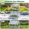 COSTWAY 3 in 1 Gewächshaus mit Hochbeet, Metall Pflanzkasten, PVC-Folie, Blumenbeet mit Zwei Fenstern, Rechteckiges Frühbeet für Blumen, Kräuter im Garten, Terrasse und Balkon (127 x 97 x 93 cm) - Thumbnail 6