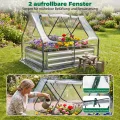 COSTWAY 3 in 1 Gewächshaus mit Hochbeet, Metall Pflanzkasten, PVC-Folie, Blumenbeet mit Zwei Fenstern, Rechteckiges Frühbeet für Blumen, Kräuter im Garten, Terrasse und Balkon (127 x 97 x 93 cm) - Thumbnail 7