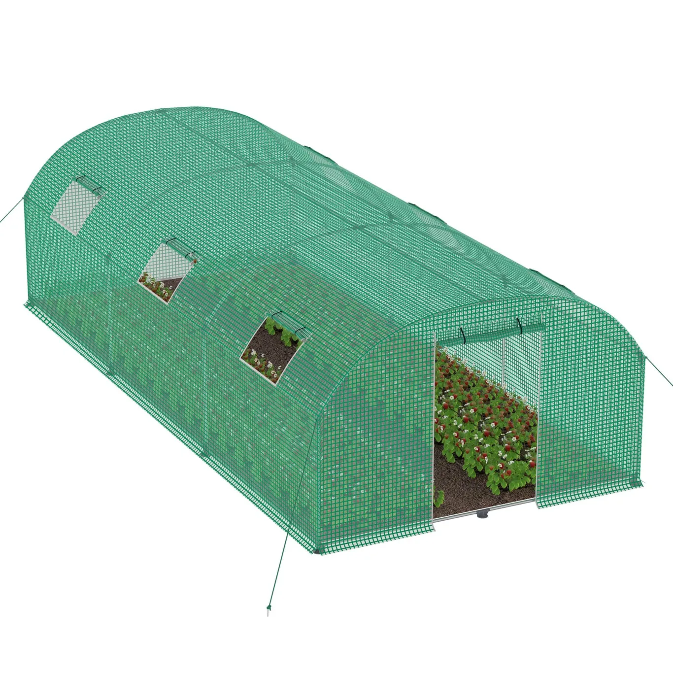 LZQ Gewächshaus 3x6 m 18 m² – Robustes Foliengewächshaus für Garten mit Stahlrahmen Ø22 mm, UV-beständiger & reißfester PE-Folie, Tomatenhaus Winterfest mit Belüftung, Fenstern, Tür & Insektenschutz - Bild 1