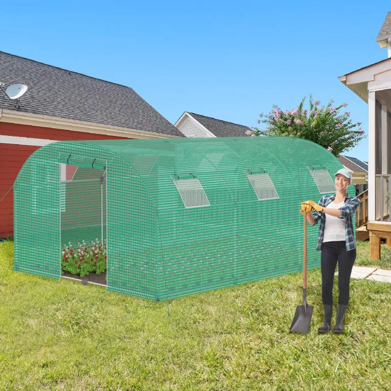 LZQ Gewächshaus 3x6 m 18 m² – Robustes Foliengewächshaus für Garten mit Stahlrahmen Ø22 mm, UV-beständiger & reißfester PE-Folie, Tomatenhaus Winterfest mit Belüftung, Fenstern, Tür & Insektenschutz – Bild 2