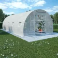 Gewächshaus 18m² mit verzinktem Stahlgestell 600x300x200 cm, 8 Fenster und Tür, wetterfestes Treibhaus für Gemüse, Tomaten, Frühbeet, Pflanzen, Outdoor Garten Schutz - Thumbnail 1