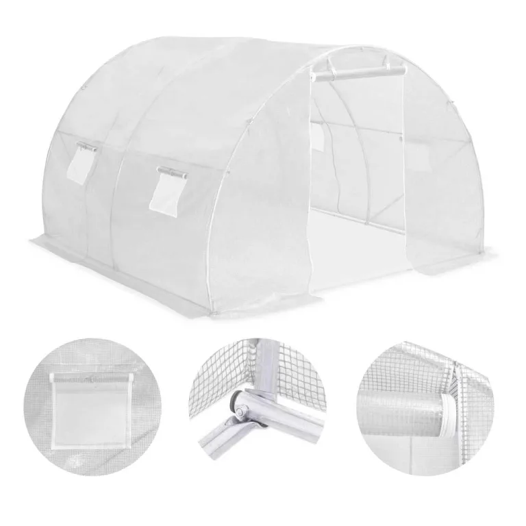 Gewächshaus 9m² 300x300x200 cm mit verzinktem Stahlrahmen und PE-Netzgewebe 170 g/m², mit 4 Fenstern und Tür für Garten, Balkon, Terrasse, Pflanzen, Gemüse und Tomaten Schutz – Bild 5