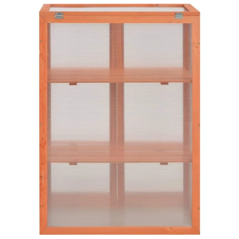 Gewächshaus Schrank Holz mit Polycarbonat Fenster 75x47x109 cm, 2 Regale, Wetterfestes Frühbeet für Pflanzen, Gemüse und Kräuter, Schutz vor Frost und Kälte für Balkon Terrasse Garten – Bild 5
