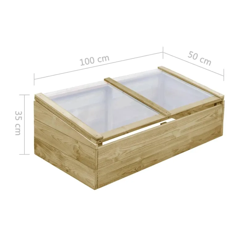 Gewächshaus aus imprägniertem Kiefernholz 100 x 50 x 35 cm mit Dach für Garten, Frühbeet, Gemüse und Pflanzen, wetterfest, frostschutz, geeignet für Balkon, Terrasse und Outdoor – Bild 5