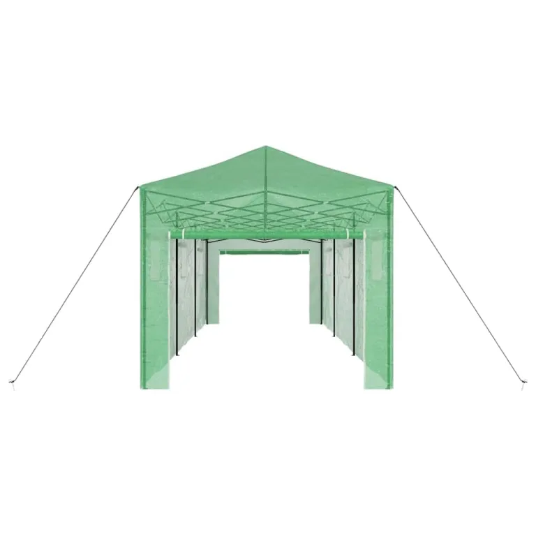 Gewächshaus mit Pop-up-Rahmen Grün 290 x 870 x 315 cm Eisen, Gartenzelt mit Fenster und Tür, Schutz für Pflanzen und Gemüse, Frühbeet für Balkon Terrasse, wetterfest und frostschutz – Bild 5