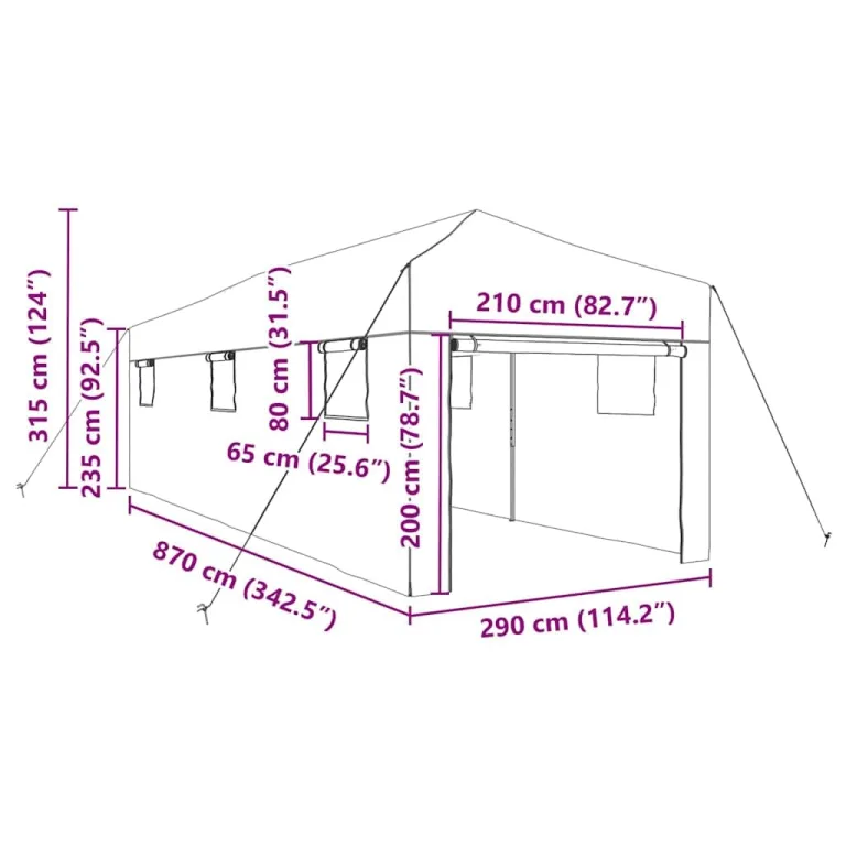 Gewächshaus mit Pop-up-Rahmen Grün 290 x 870 x 315 cm Eisen, Gartenzelt mit Fenster und Tür, Schutz für Pflanzen und Gemüse, Frühbeet für Balkon Terrasse, wetterfest und frostschutz – Bild 9