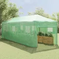 Gewächshaus mit Pop-up-Rahmen Grün 290 x 870 x 315 cm Eisen, Gartenzelt mit Fenster und Tür, Schutz für Pflanzen und Gemüse, Frühbeet für Balkon Terrasse, wetterfest und frostschutz - Thumbnail 2