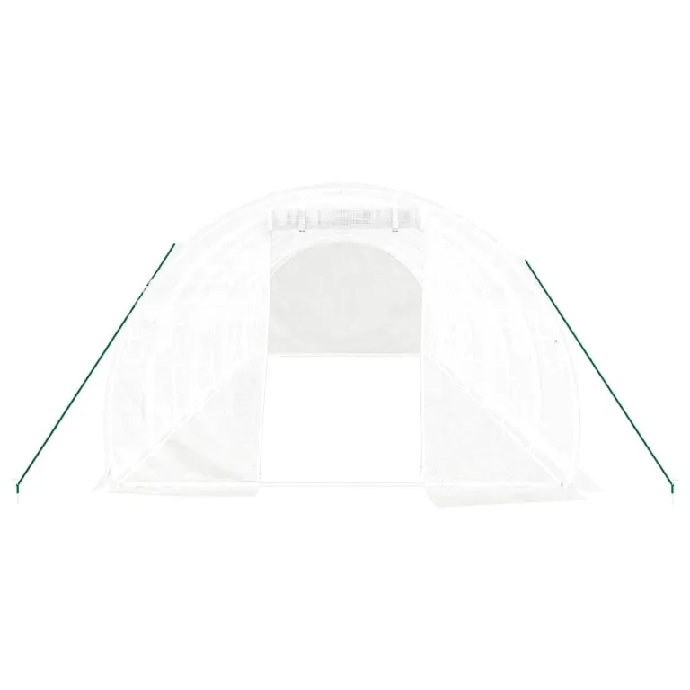 Gewächshaus mit Stahlrahmen Weiß, 24 m², 8x3x2 m, PE-Folie, mit Fenster, Tür, witterungsbeständig, Schutz für Gemüse, Pflanzen, Tomaten, Outdoor-Garten, Überwintern, frostfest – Bild 3