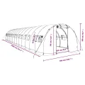 Gewächshaus mit Stahlrahmen Weiß, 42 m², 14x3x2 m, wetterfestes Treibhaus mit PE-Folie, sechs Fenster, Reißverschlusstür, ideal für Gemüse, Tomaten, Pflanzen - Thumbnail 9