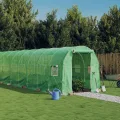 Gewächshaus mit Stahlrahmen Weiß 28 m² 14x2x2 m mit PE-Folie, aufrollbaren Fenstern und Tür, wetterfestes Treibhaus für Garten, Gemüse, Pflanzen, Frühbeet und Frostschutz - Thumbnail 10