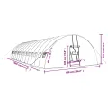Gewächshaus mit Stahlrahmen Grün 14x6x2,85 m 84 m², PE-Abdeckung UV-beständig, aufrollbare Tür und Fenster, wetterfestes Treibhaus für Garten, Gemüse und Pflanzen Schutz draußen - Thumbnail 9