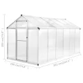 Gewächshaus Aluminium mit Polycarbonat-Platten 362x190x195 cm 13,41 m³ Volumen UV-beständig und wärmeisoliert für Garten, Balkon, Terrasse, Gemüseanbau, Tomatenhaus, Pflanzenhaus - Thumbnail 9