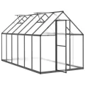 Gewächshaus Anthrazit mit Aluminium Fundamentrahmen 334x169x195 cm, UV-beständiges Polycarbonat Treibhaus für Garten, Gemüse, Pflanzen Schutz mit Tür, Lüftungsfenster - Thumbnail 5