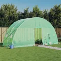 Gewächshaus mit Stahlrahmen Grün 12 m² 6x2x2,85 m, wetterfestes Treibhaus Outdoor mit PE-Folie, Fenster, Tür, frostfest, Gemüse, Tomaten, Balkon, Terrasse, Frühbeet Schutz - Thumbnail 1