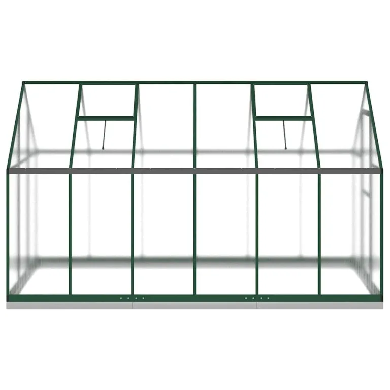 Gewächshaus mit Fundamentrahmen Aluminium Grün 334x169x202 cm wetterfest mit Polycarbonat Scheiben und Lüftungsfenster für Garten, Pflanzen, Gemüse, Frostschutz – Bild 3