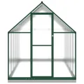 Gewächshaus mit Fundamentrahmen Aluminium Grün 334x169x202 cm wetterfest mit Polycarbonat Scheiben und Lüftungsfenster für Garten, Pflanzen, Gemüse, Frostschutz - Thumbnail 2