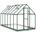 Gewächshaus mit Fundamentrahmen Aluminium Grün 334x169x202 cm wetterfest mit Polycarbonat Scheiben und Lüftungsfenster für Garten, Pflanzen, Gemüse, Frostschutz - Thumbnail 5
