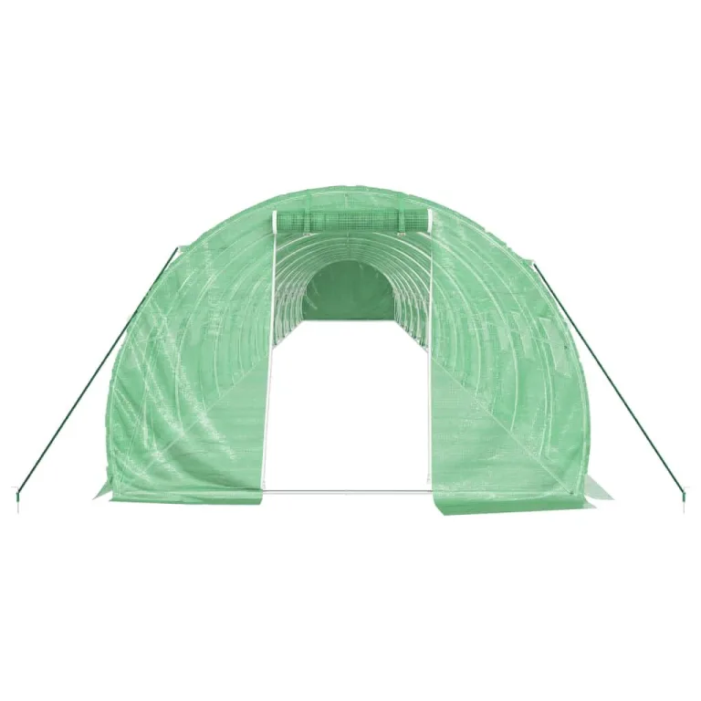 Gewächshaus mit Stahlrahmen grün 60 m² 20x3x2 m, UV-beständige PE-Folie, aufrollbare Fenster und Tür, wetterfest für Outdoor Garten, Gemüse Anzucht, Frostschutz, Tomaten und Pflanzen Schutz – Bild 3