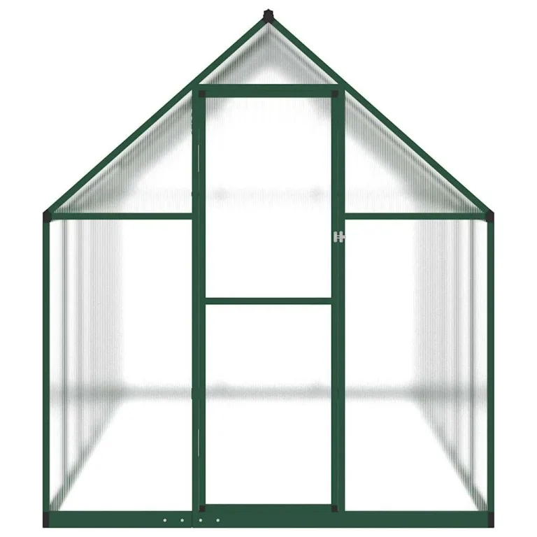 Gewächshaus mit Fundamentrahmen Grün 334x169x195 cm Aluminium Polycarbonat Treibhaus Gartenhaus mit Lüftungsfenster und Flügeltür zur Pflanzenanzucht und Frostschutz im Outdoor Beet – Bild 2