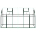 Gewächshaus mit Fundamentrahmen Grün 334x169x195 cm Aluminium Polycarbonat Treibhaus Gartenhaus mit Lüftungsfenster und Flügeltür zur Pflanzenanzucht und Frostschutz im Outdoor Beet - Thumbnail 3