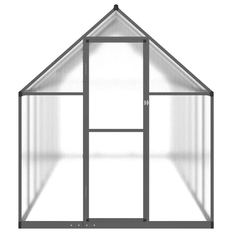 Gewächshaus mit Fundamentrahmen Anthrazit 445x169x195 cm Alu UV-beständig Polycarbonat Treibhaus mit Lüftungsfenster und Flügeltür für Garten Frühbeet Pflanzen Schutz und Überwintern – Bild 2