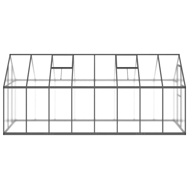 Gewächshaus mit Fundamentrahmen Anthrazit 445x169x195 cm Alu UV-beständig Polycarbonat Treibhaus mit Lüftungsfenster und Flügeltür für Garten Frühbeet Pflanzen Schutz und Überwintern – Bild 3