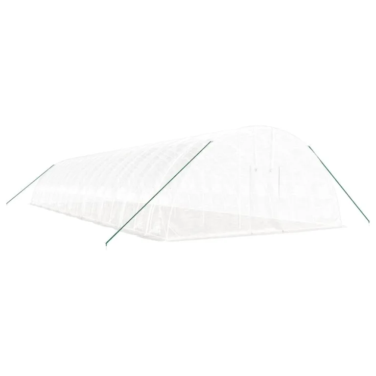 Gewächshaus mit Stahlrahmen Weiß, 108 m² Fläche, 18x6x2,85 m, mit PE-Folie, aufrollbaren Fenstern und Tür, wetterfest, robustes Treibhaus für Garten, Gemüse, Pflanzen, Frostschutz – Bild 2