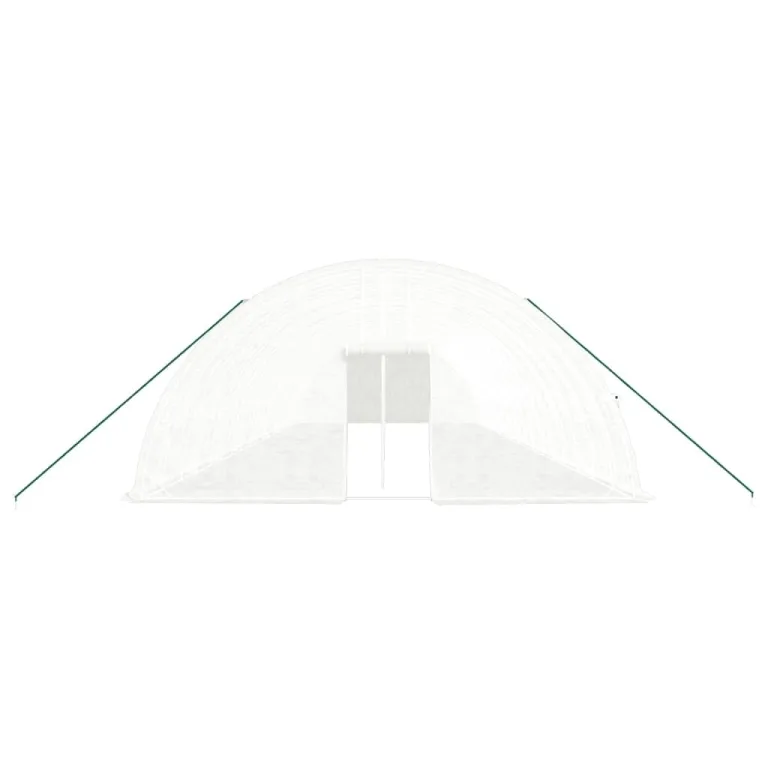 Gewächshaus mit Stahlrahmen Weiß, 108 m² Fläche, 18x6x2,85 m, mit PE-Folie, aufrollbaren Fenstern und Tür, wetterfest, robustes Treibhaus für Garten, Gemüse, Pflanzen, Frostschutz – Bild 3