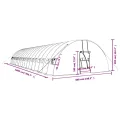 Gewächshaus mit Stahlrahmen Weiß, 108 m² Fläche, 18x6x2,85 m, mit PE-Folie, aufrollbaren Fenstern und Tür, wetterfest, robustes Treibhaus für Garten, Gemüse, Pflanzen, Frostschutz - Thumbnail 9