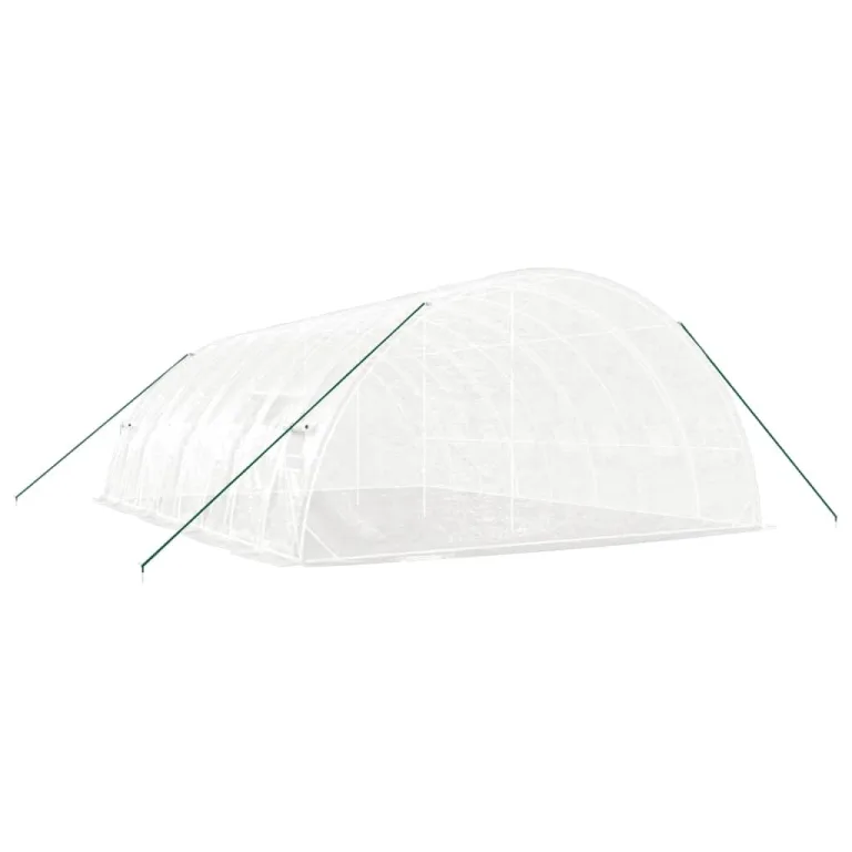 Gewächshaus mit Stahlrahmen Weiß 48 m² 8 x 6 x 2,85 m, wetterfestes Gartenhaus, Treibhaus mit PE-Folie, Fenster, Tür, ideal für Gemüse, Pflanzen, Frostschutz, Outdoor Schutz – Bild 5
