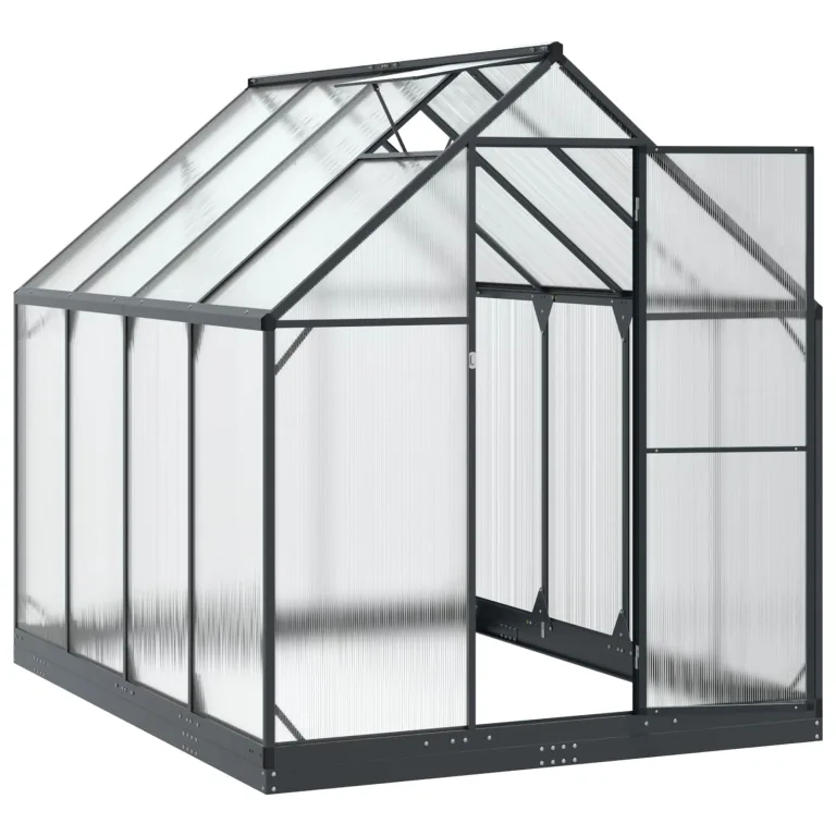 Garten Gewächshaus aus Aluminium und verzinktem Stahl Anthrazit mit Tür 183,5 x 243,5 x 207 cm wetterfest für Pflanzenhaus, Tomatenhaus, Gemüseanbau im Outdoor Garten, Balkon oder Terrasse – Bild 2