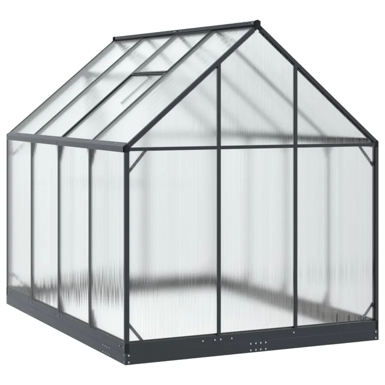 Garten Gewächshaus aus Aluminium und verzinktem Stahl Anthrazit mit Tür 183,5 x 243,5 x 207 cm wetterfest für Pflanzenhaus, Tomatenhaus, Gemüseanbau im Outdoor Garten, Balkon oder Terrasse – Bild 5