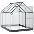 Garten Gewächshaus aus Aluminium und verzinktem Stahl Anthrazit mit Tür 183,5 x 243,5 x 207 cm wetterfest für Pflanzenhaus, Tomatenhaus, Gemüseanbau im Outdoor Garten, Balkon oder Terrasse - Thumbnail 2