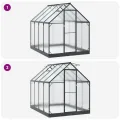 Garten Gewächshaus aus Aluminium und verzinktem Stahl Anthrazit mit Tür 183,5 x 243,5 x 207 cm wetterfest für Pflanzenhaus, Tomatenhaus, Gemüseanbau im Outdoor Garten, Balkon oder Terrasse - Thumbnail 7