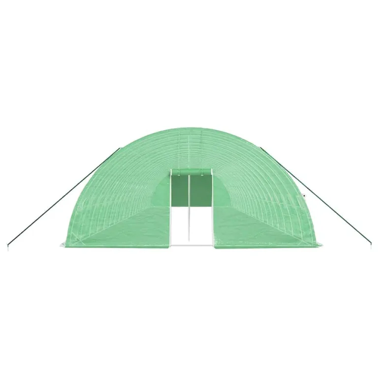 Gewächshaus mit Stahlrahmen Grün 120 m² 20x6x2,85 m, robustes Treibhaus mit PE-Folie, aufrollbarer Tür, 4 Netzfenster, wetterfest für Garten, Frühbeet, Anzucht und Schutz der Pflanzen – Bild 3